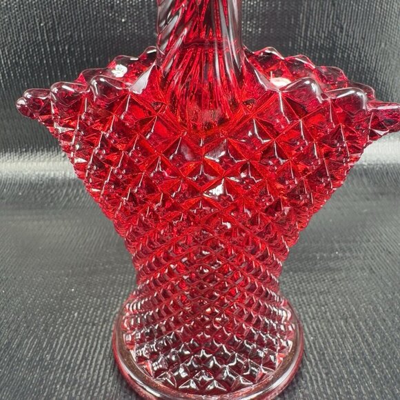 Westmoreland Red Glass English Hobnail Pattern Basket Cadmium Amberina UV Glow - Picture 13 of 16